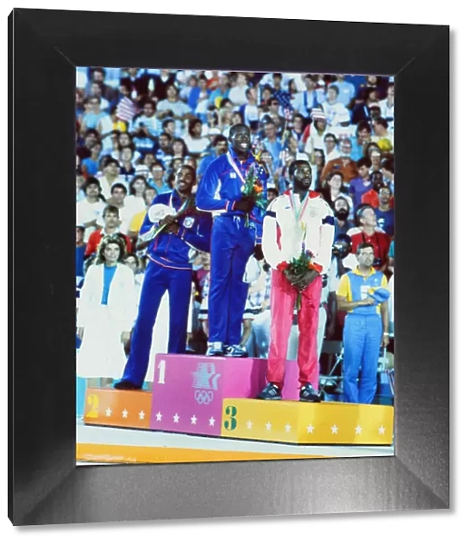 The Mens Triple Jump podium at the 1984 Los Angeles Olympics