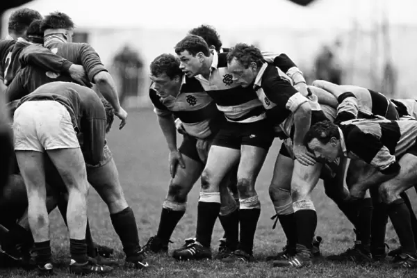The Milne brothers line up in the front row for the Barbarians during during the 1989 Mobbs Memorial Match