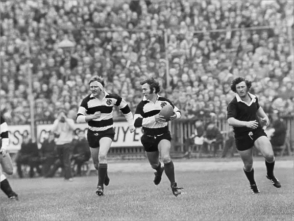John Dawes makes a break in the build-up to the Barbarians famous try against New Zealand in 1973