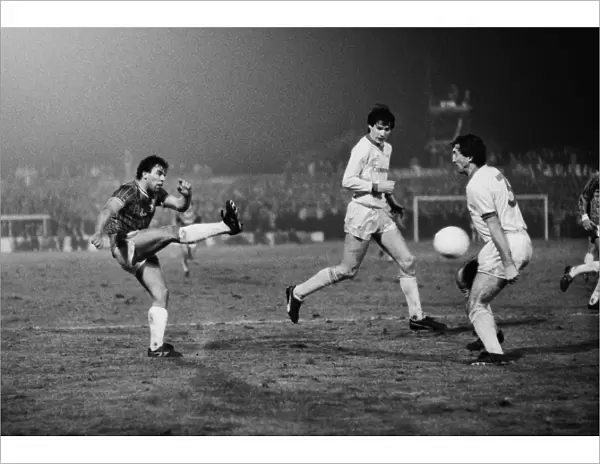 Walsalls Mark Rees shots during the 1984 League Cup semi-final