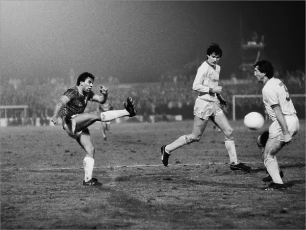 Walsalls Mark Rees shots during the 1984 League Cup semi-final