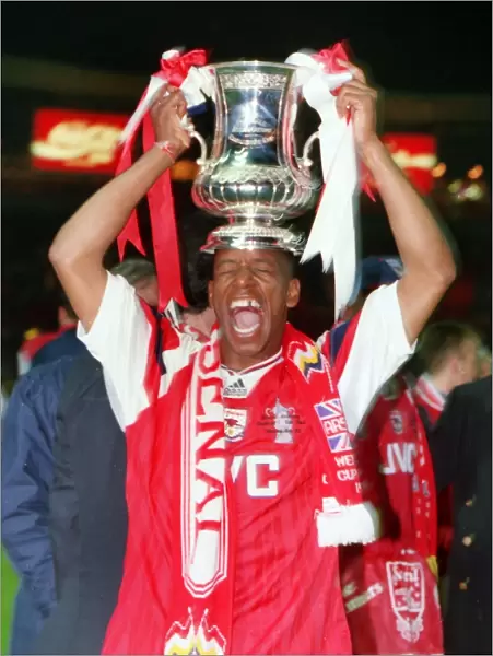 Arsenals Ian Wright celebrates winning the 1993 FA Cup