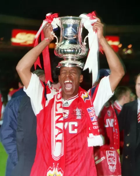 Arsenals Ian Wright celebrates winning the 1993 FA Cup