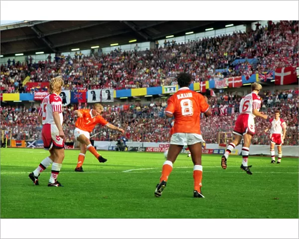 Dennis Bergkamp scores The Netherlands first goal in the semi-final of Euro 92