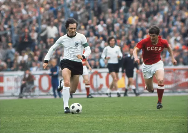 West Germanys Franz Beckenbauer on the ball during the final of Euro 72