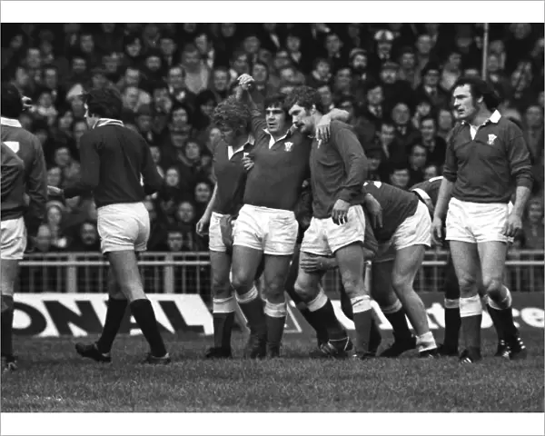 The Welsh front-row face Ireland in the 1977 Five Nations