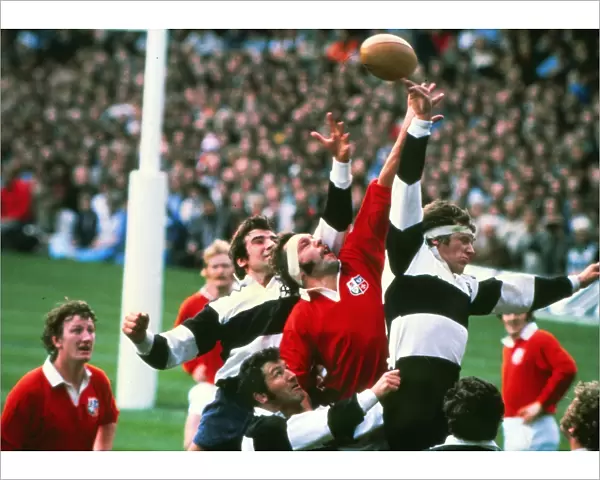 Bill Beaumont wins a line-out for the British Lions in the 1977 Silver Jubilee Match