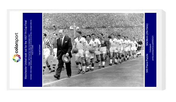 Manchester United walk out for the 1957 FA Cup Final