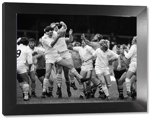 The London Division line-out wins the ball against Australia in 1981