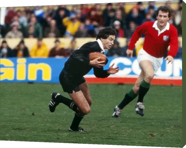 Wayne Smith on the ball for the All Blacks during the Third Lions Test in 1983