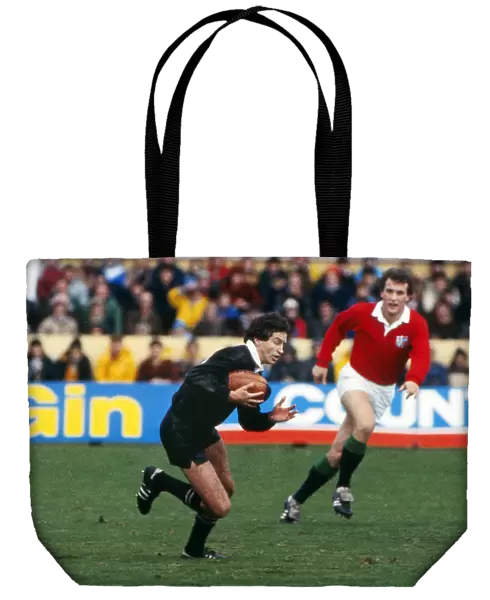 Wayne Smith on the ball for the All Blacks during the Third Lions Test in 1983