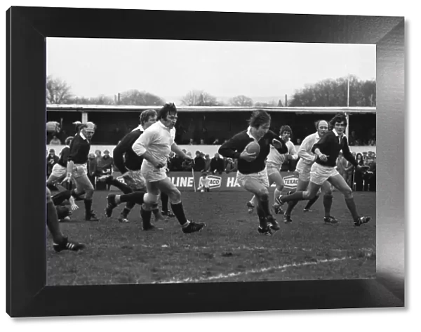 Alan Friell makes a break for London Scottish during their Centenary Match in 1978