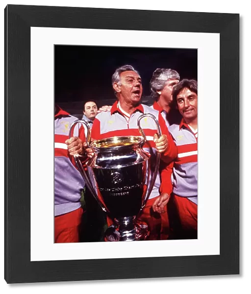 Liverpool manager Joe Fagin with the trophy after the 1984 European Cup Final
