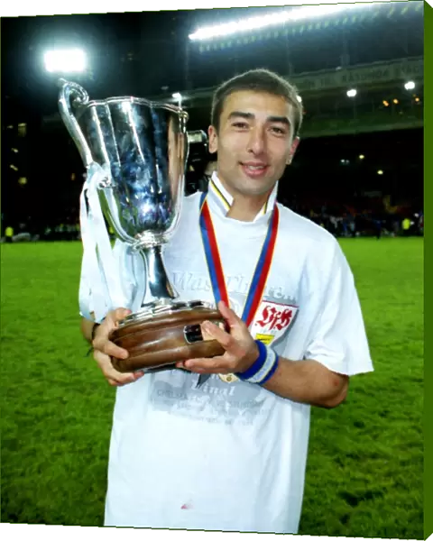 Chelseas Roberto Di Matteo celebrates victory in the 1998 Cup Winners Cup Final