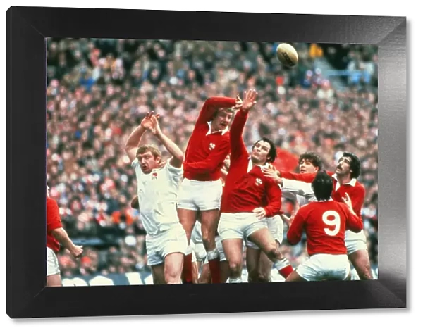 Wales win a line-out against England in the 1982 Five Nations