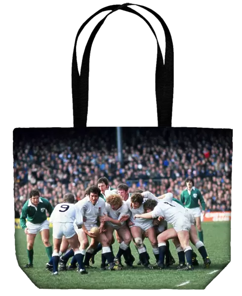The England forwards shield the ball from Ireland - 1978 Five Nations
