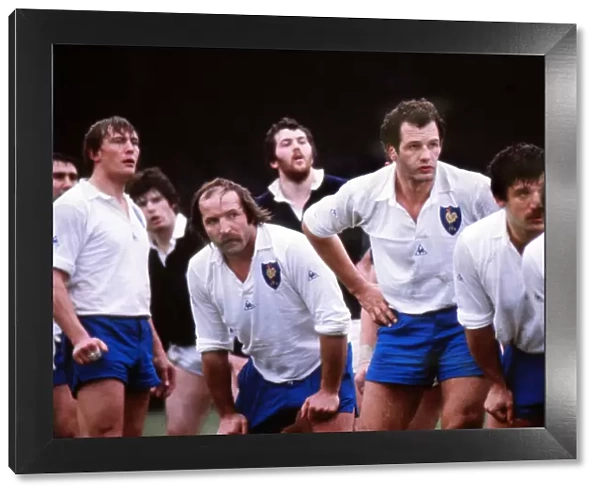 Armand Vaquerin and Francis Haget stand in the line-out for France against Scotland - 1980 Five Nations