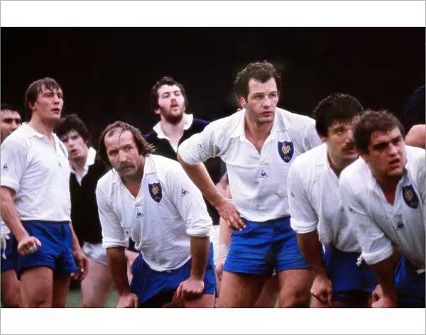 Armand Vaquerin and Francis Haget stand in the line-out for France against Scotland - 1980 Five Nations