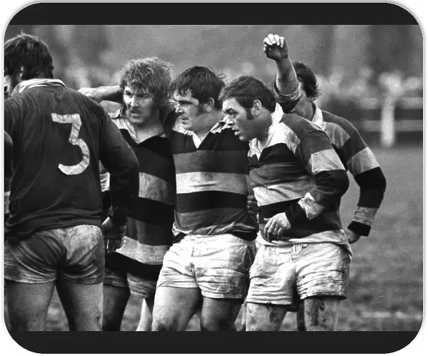 The famous Pontypool front row prepare to scrum down in 1975