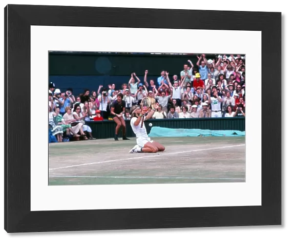 Bjorn Borg falls to his knees after winning the 1979 Wimbledon Championship