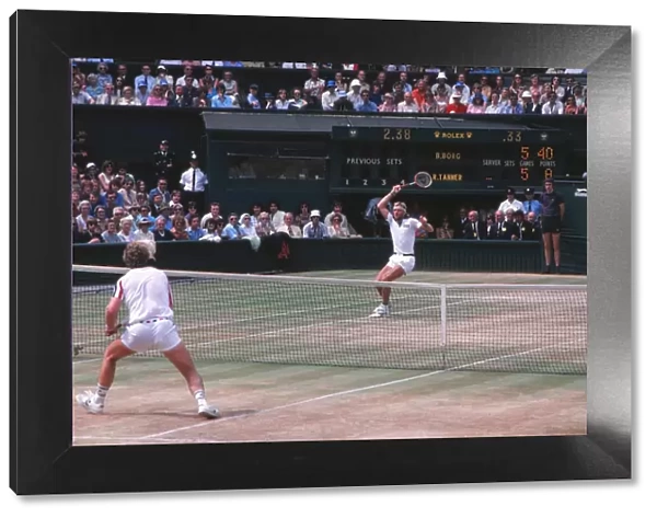 Bjorn Borg takes on Roscoe Tanner during the 1979 Wimbledon Mens Final