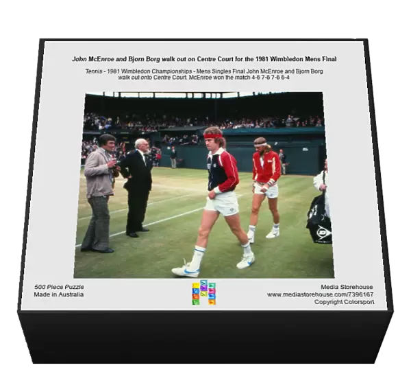John McEnroe and Bjorn Borg walk out on Centre Court for the 1981 Wimbledon Mens Final