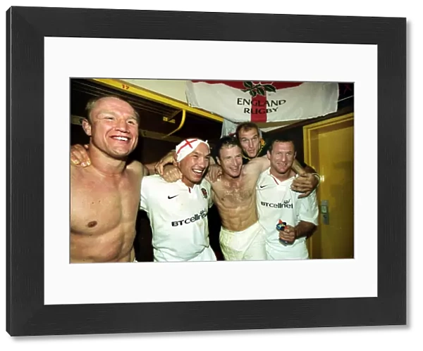 England players celebrate after defeating South Africa in 2000