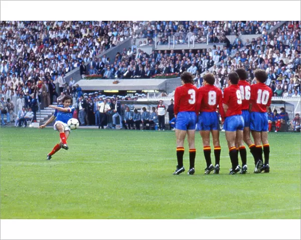 Frances Michel Platini opens the scoring in the final of Euro 84 final