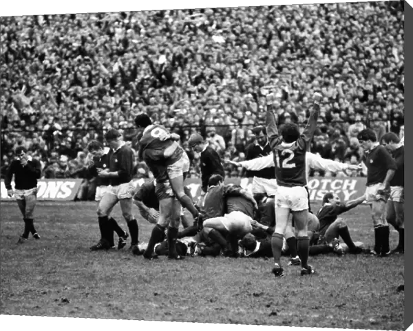 Ireland celebrate victory over Scotland - 1985 Five Nations
