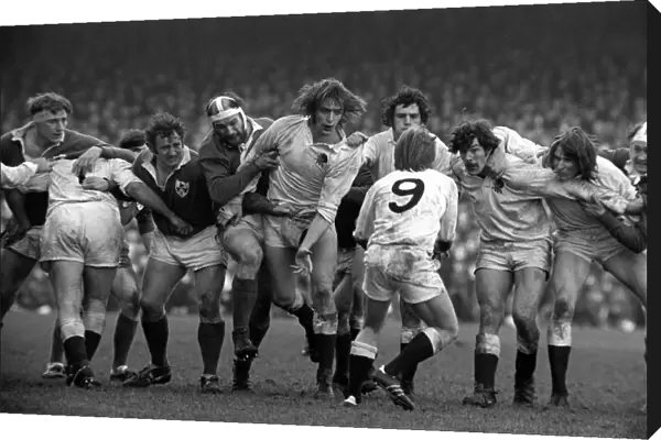 England forwards shield scrum-half Jan Webster - 1972 Five Nations