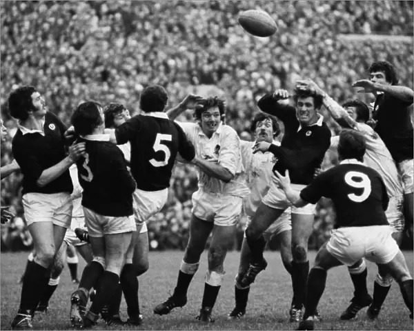 England and Scotland forwards in a line-out - 1977 Five Nations