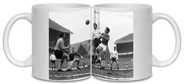 Spurs Jimmy Greaves jumps for a header at Goodison Park in 1963