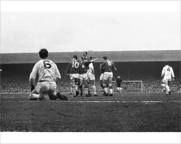 Alf Arrowsmith and his Liverpool teammates celebrate his goal against Manchester United in 1963  /  4