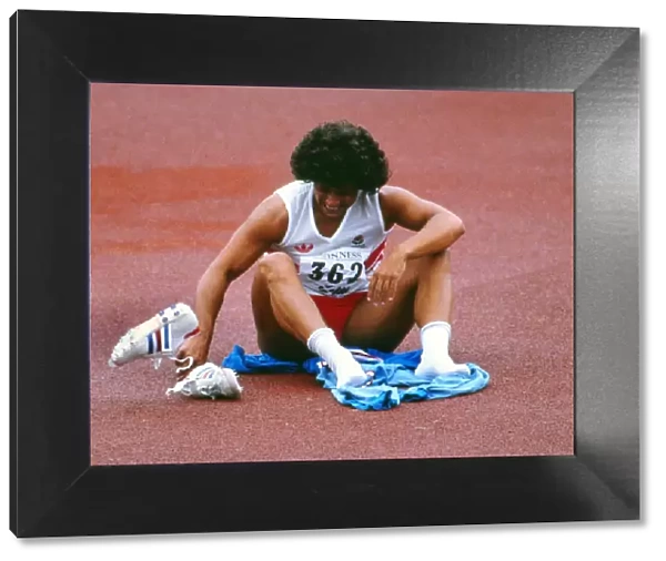 Fatima Whitbread breaks down in tears after losing the gold medal to Tessa Sanderson at the 1986 Edinburgh Commonwealth Games