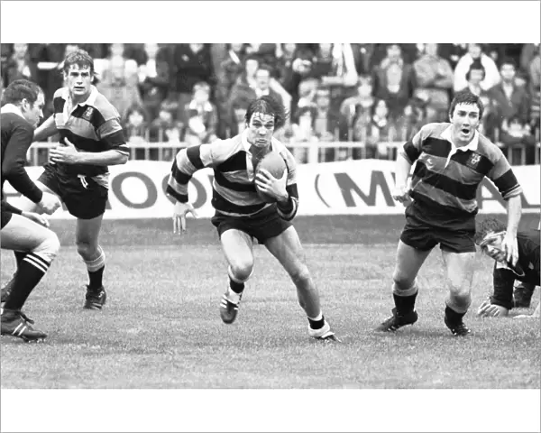 Cardiffs Terry Holmes makes a break against the All Blacks in 1978
