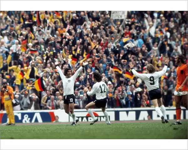 Gerd Muller celebrates scoring the winning goal in the 1974 World Cup Final