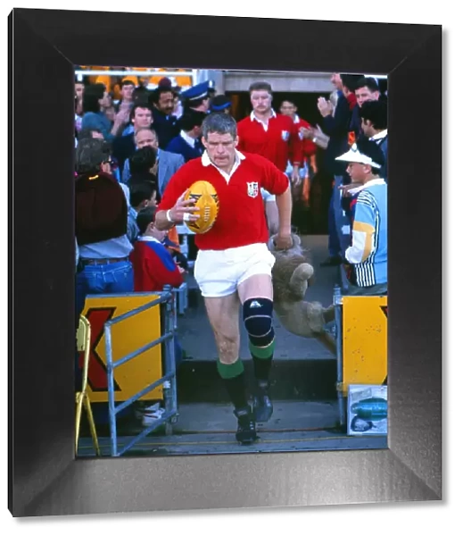 Finlay Calder leads out the British Lions for the 2nd Test against Australia in 1989