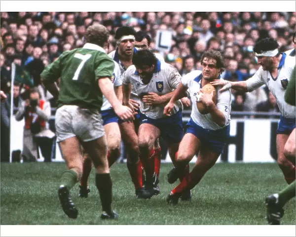 France captain Philippe Dintrans runs at Ireland - 1985 Five Nations