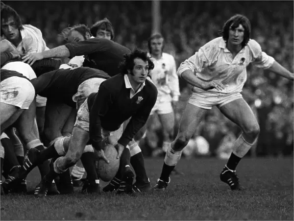 Wales Gareth Edwards and Englands Andy Ripley - 1974 Five Nations