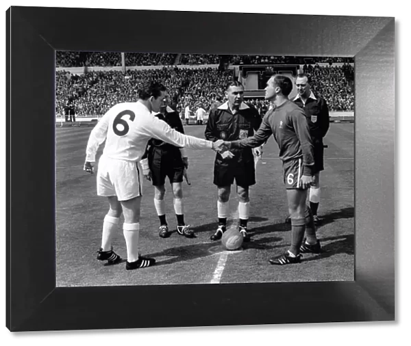 Captains Ron Harris and Dave Mackay shake hands before the 1967 FA Cup Final