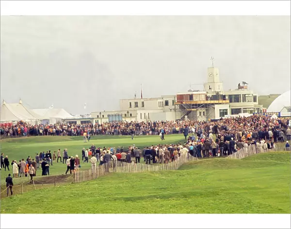 The 18th green and clubhouse at Royal Birkdale during the 1969 Ryder Cup