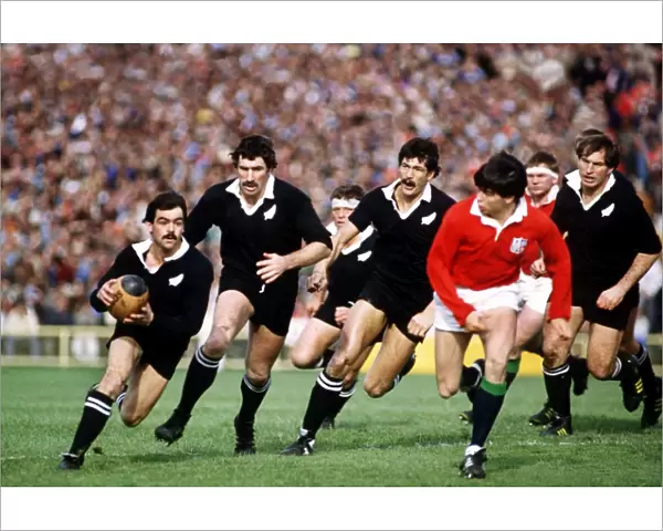 David Loveridge makes a break for the All Blacks during the 4th Test against the British Lions in 1983