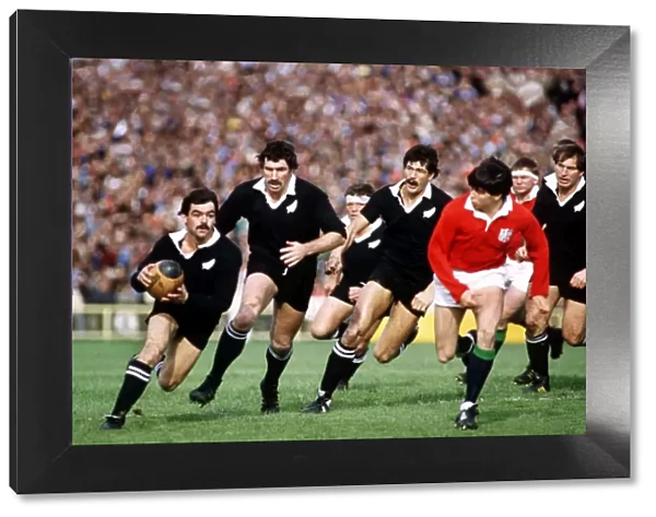 David Loveridge makes a break for the All Blacks during the 4th Test against the British Lions in 1983