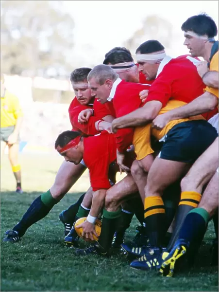 British Lions forwards take on Australia in 1989