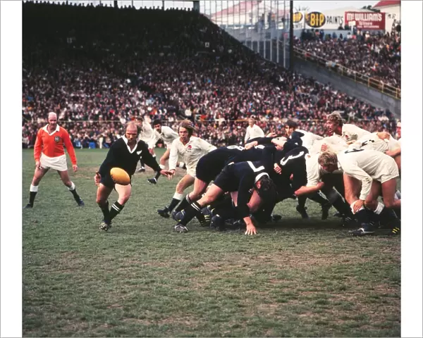 Sid Going kicks for the All Blacks against England in 1973