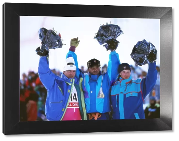 Marc Girardelli, Alberto Tomba and Kjetil Andre Aamodt - 1992 Albertville Winter Olympics - Mens Giant Slalom