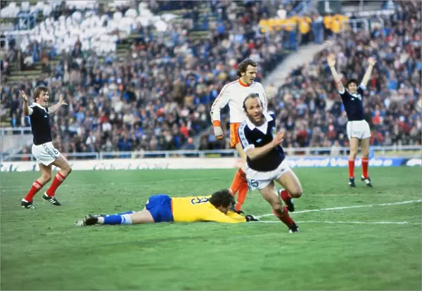 Archie Gemmill celebrates his famous goal against Holland at the 1978 World Cup
