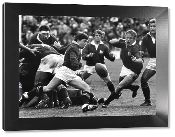 Peter Wheeler attempts to charge down the kick of Divan Serfontein during the 3rd Test - 1980 British Lions Tour of South Africa