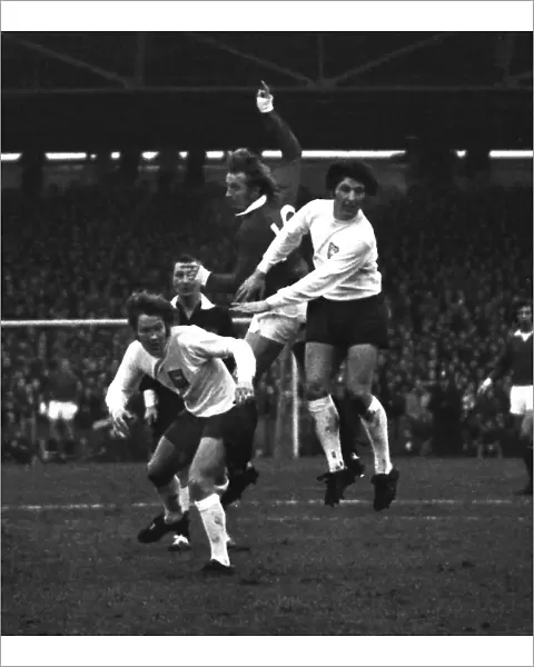 Manchester Uniteds Denis Law jumps for the ball during the 1972 FA Cup