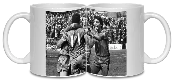 Chelseas Paul Canoville celebrates his goal against Fulham with teammate Peter Rhoades-Brown in 1983